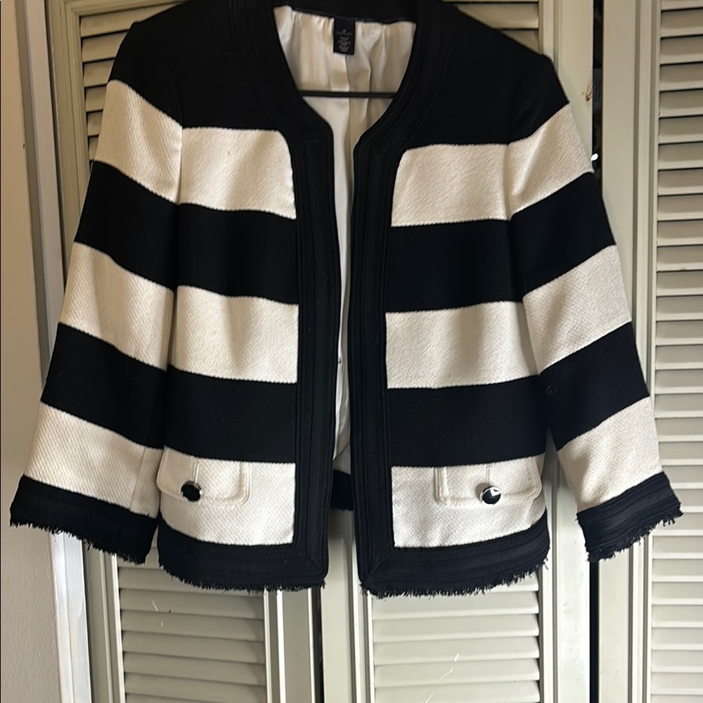 Black and White Striped Women's Jacket